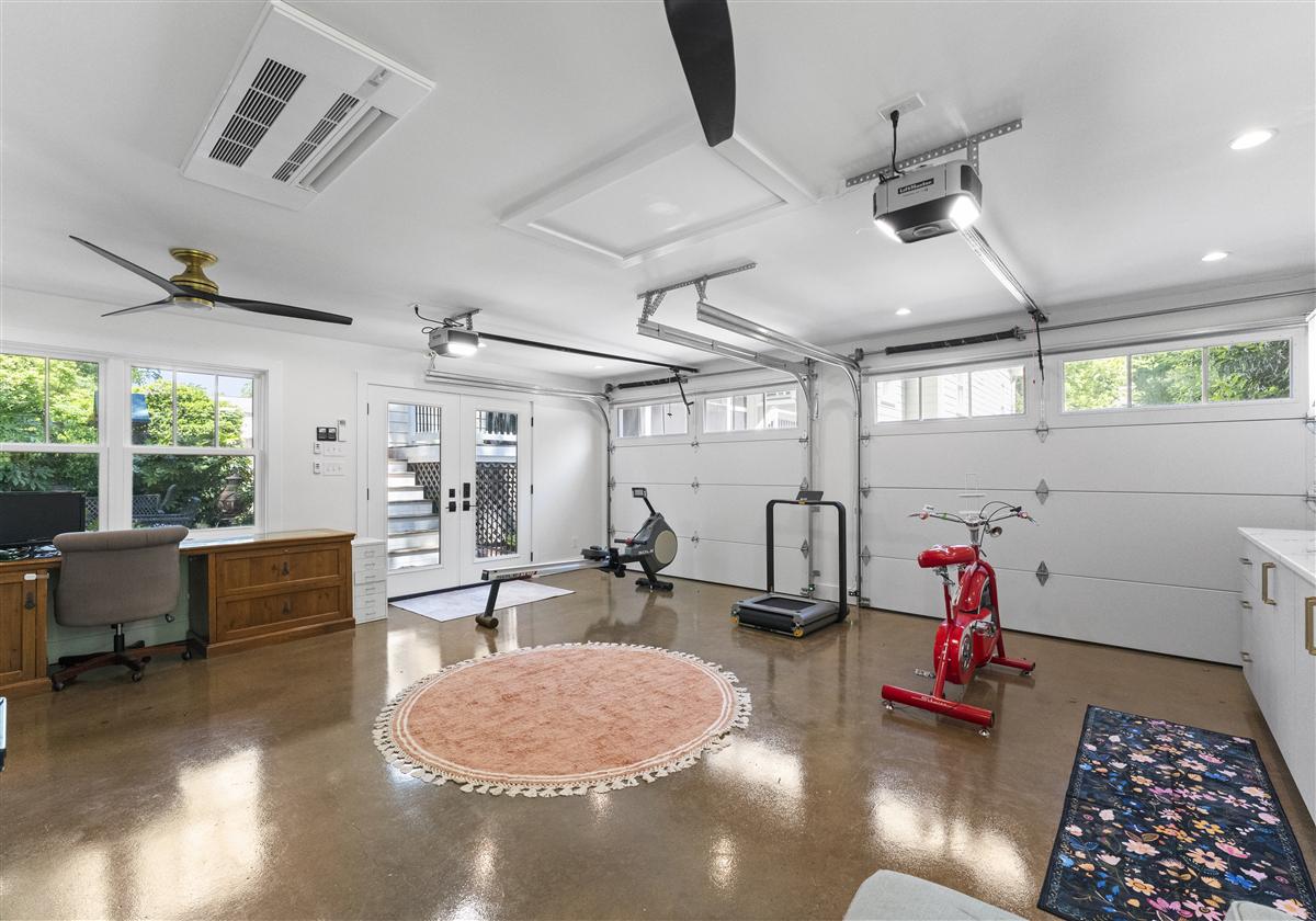 Home gym and office space with a ceiling-mounted mini split, Charlotte ADU