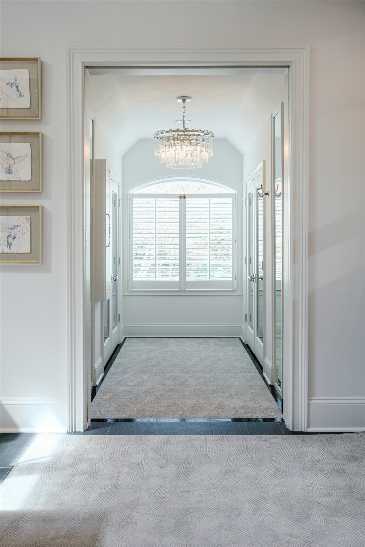 Arched doorway into the walk-in closet, Charlotte spa bath