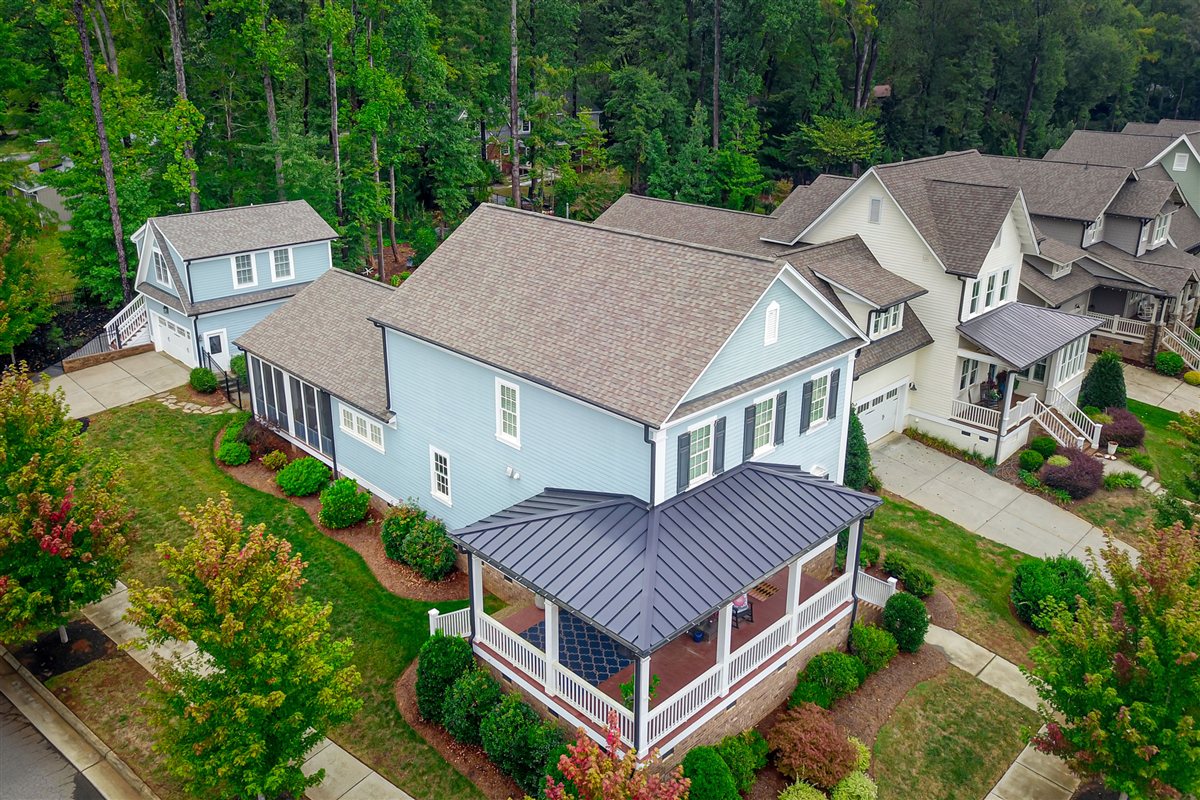 Aerial view of the house and garage guest suite addition, Davidson