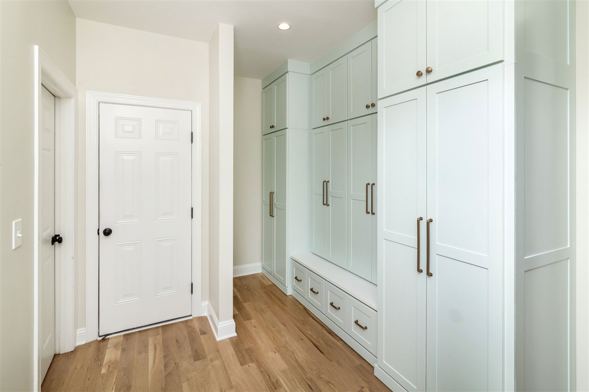 Built-in lockers and pantry doors, Monroe renovation