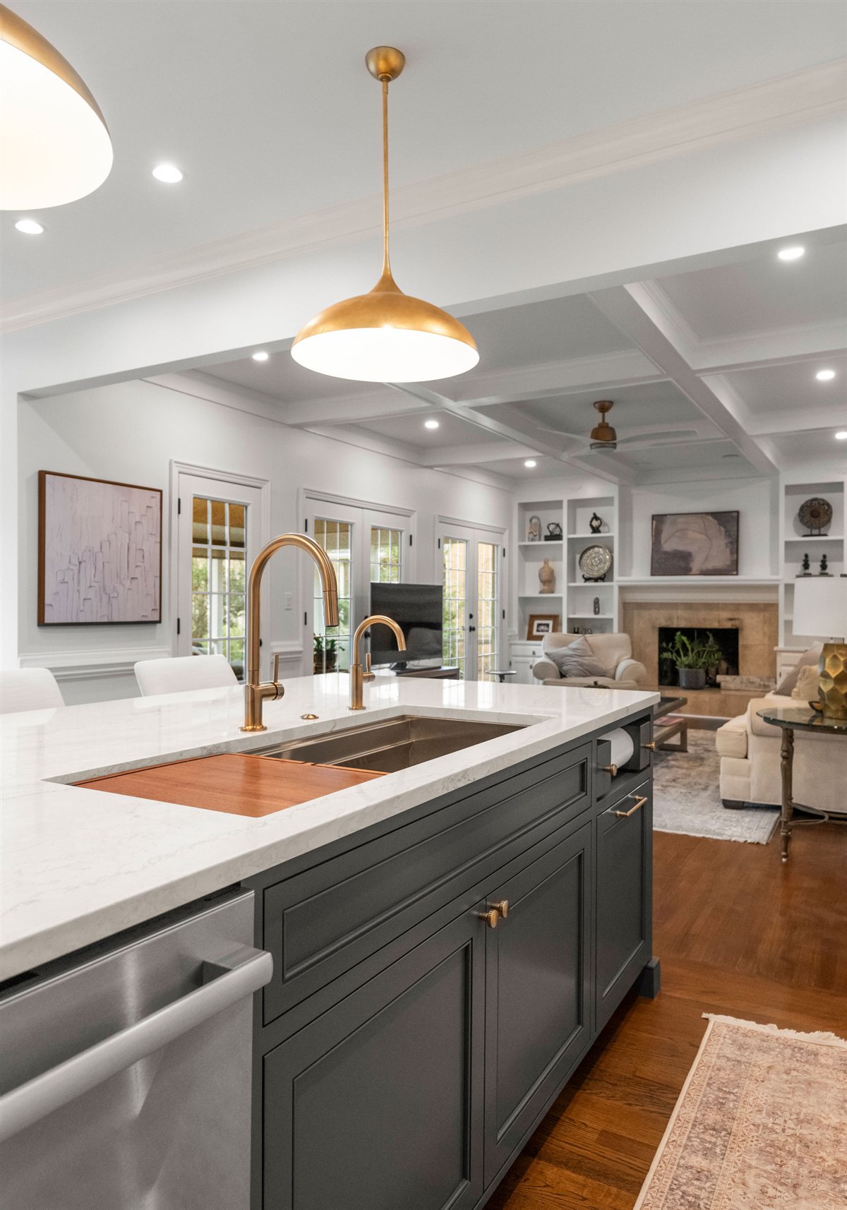Island sink with a brass faucet, Providence Plantation kitchen